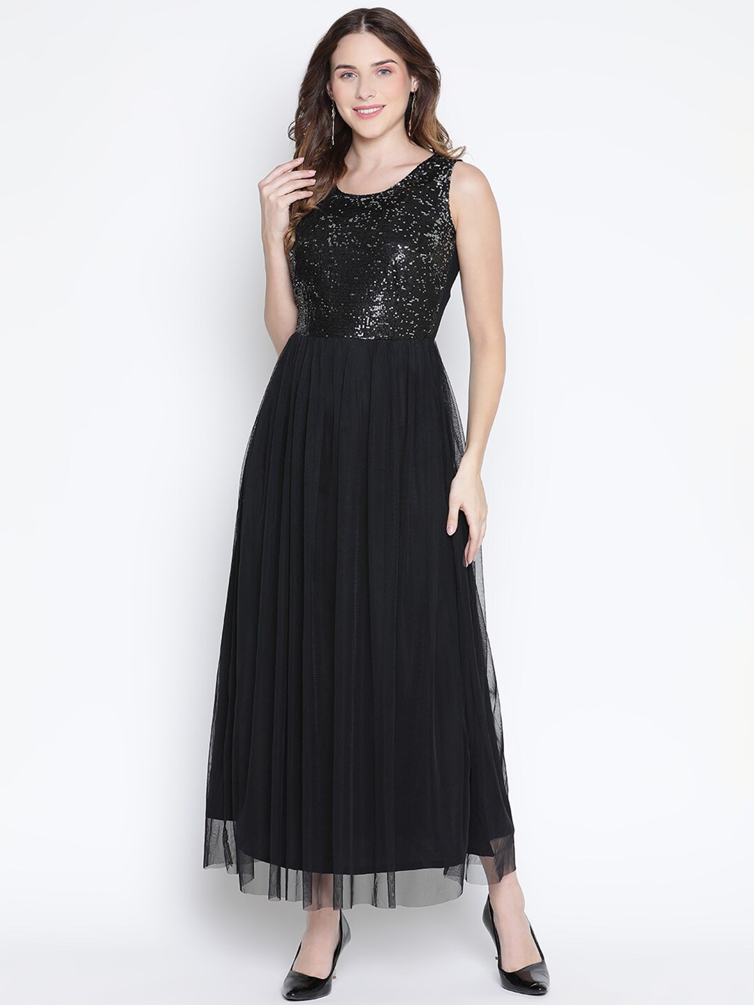

DRAAX Fashions Black Sequined Maxi Dress