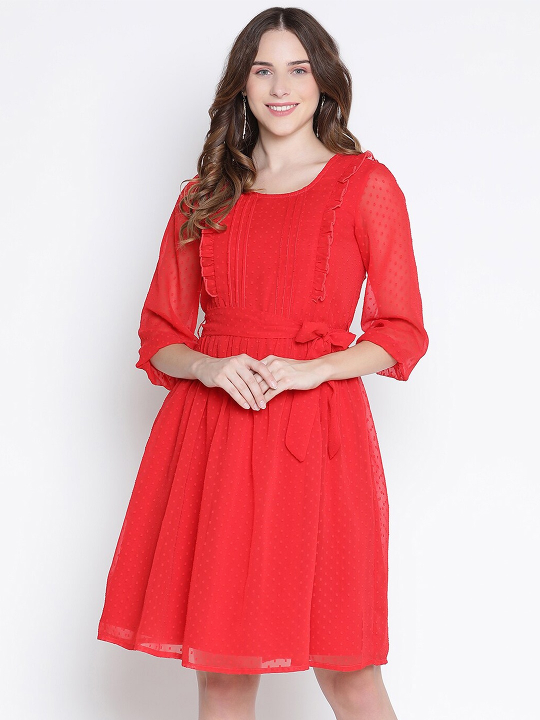 

DRAAX Fashions Red Georgette Dress