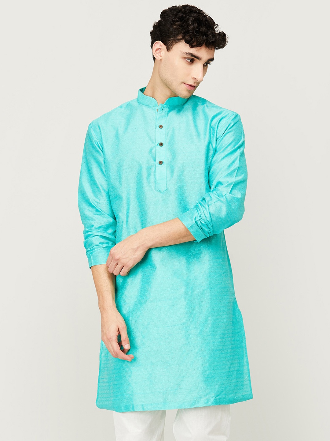 

Melange by Lifestyle Men Turquoise Blue Kurta