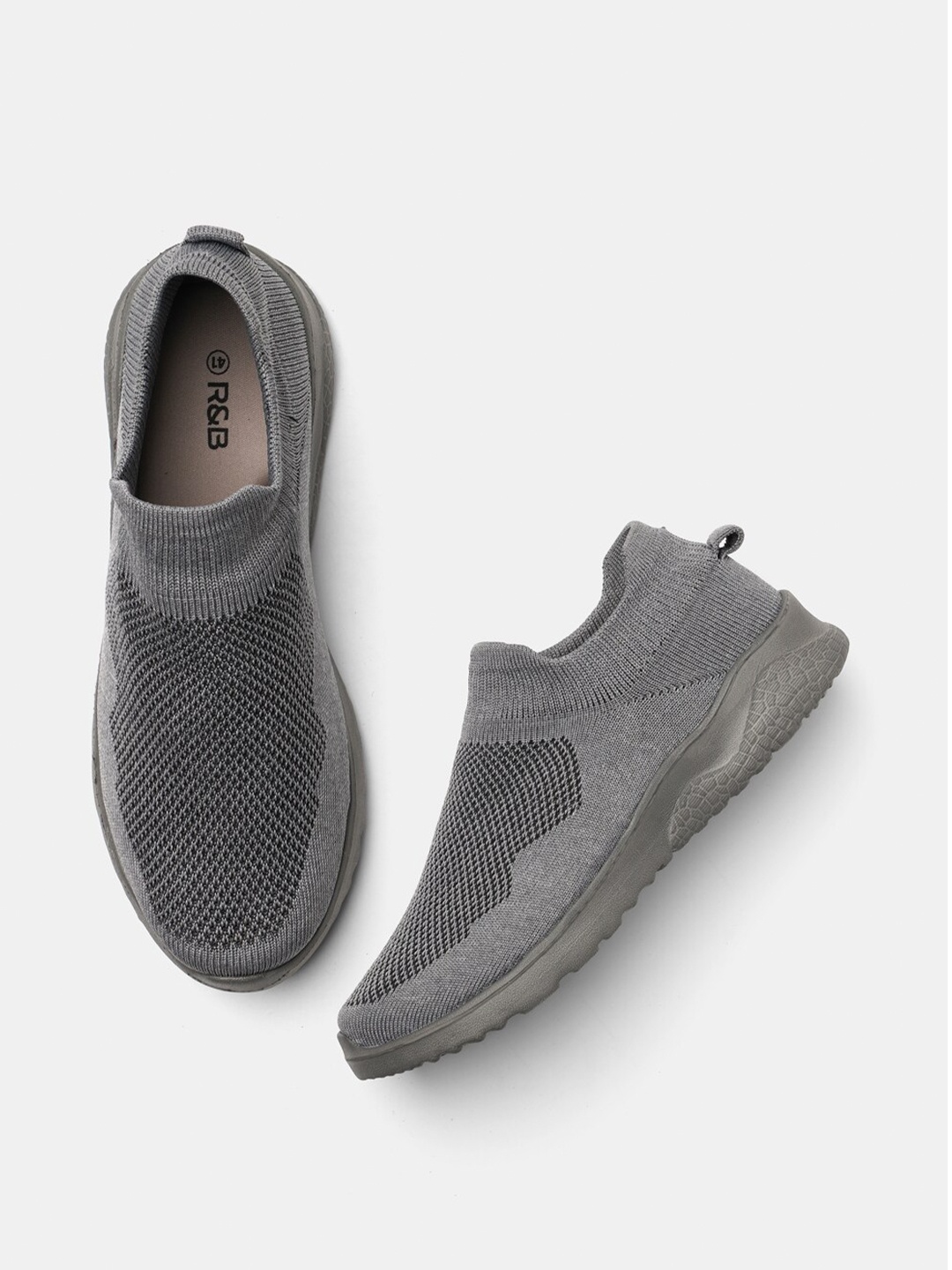 

R&B Men Grey Walking Non-Marking Shoes