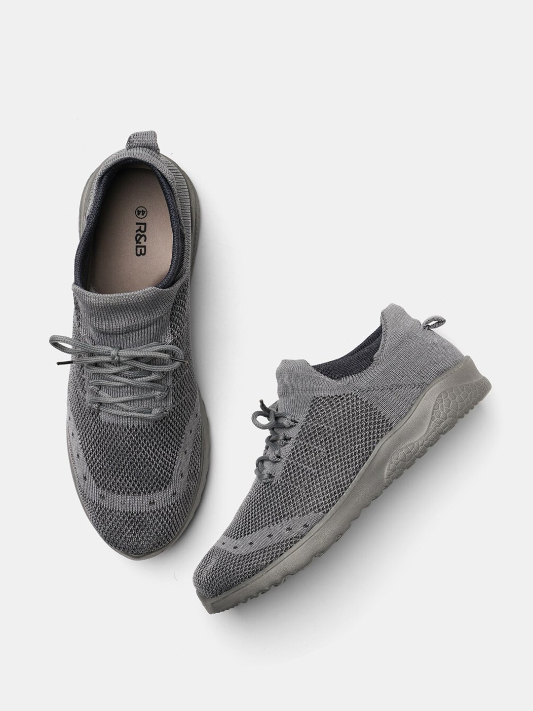 

R&B Men Grey Walking Non-Marking Shoes
