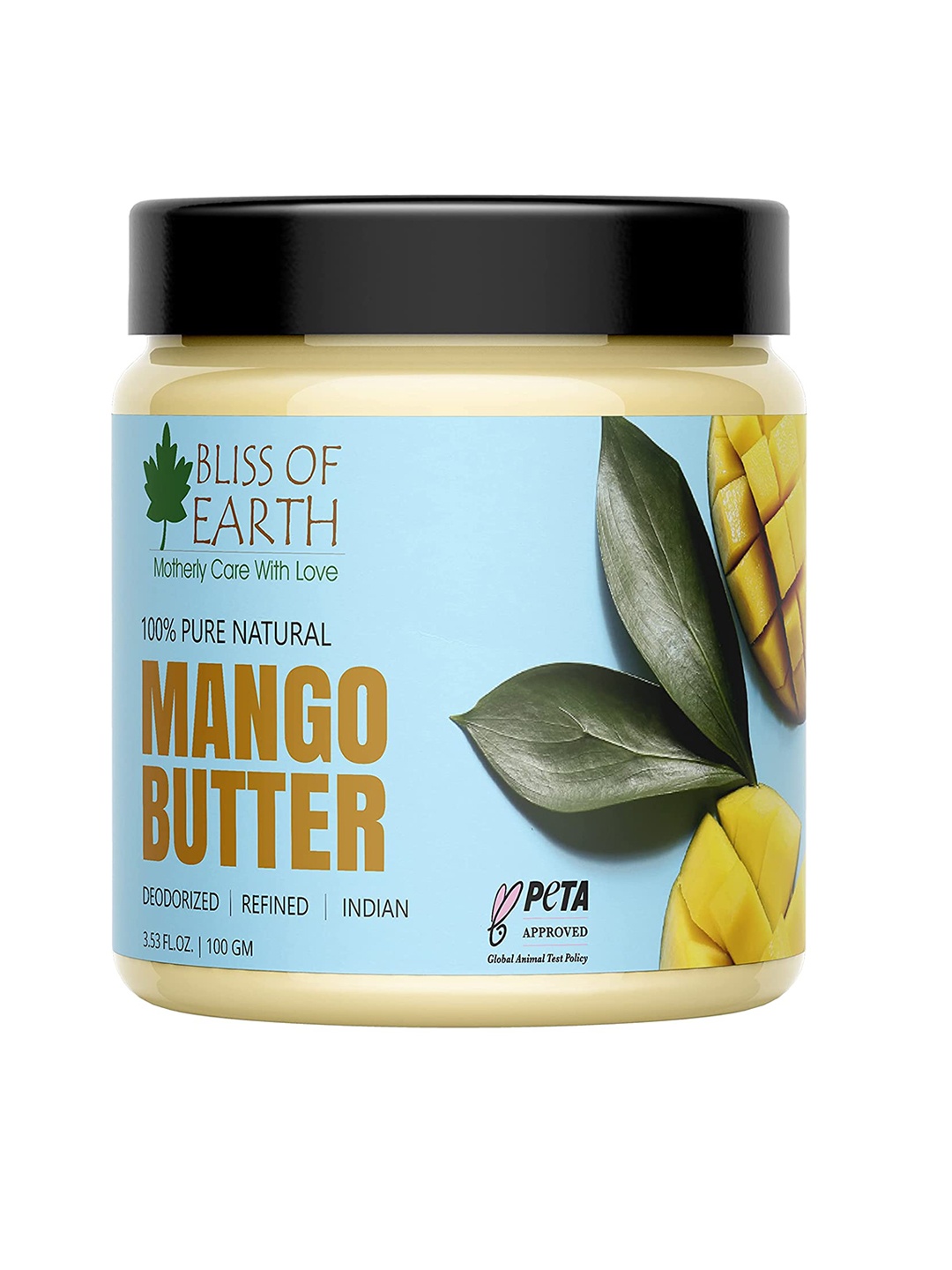 

Bliss of Earth Deodorized & Refined Indian Natural Mango Butter To Moisturize Skin - 100 g, Blue