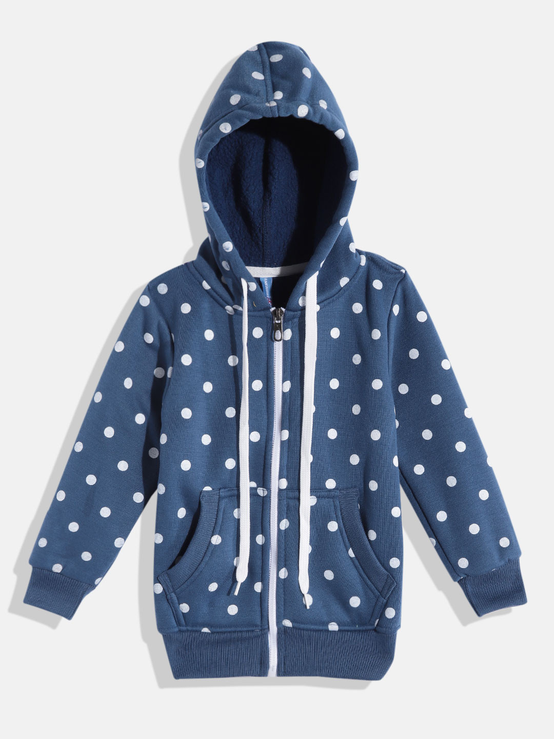 

GAME BEGINS Boys Navy Blue & Polka Dot Print Hooded Cotton Sweatshirt