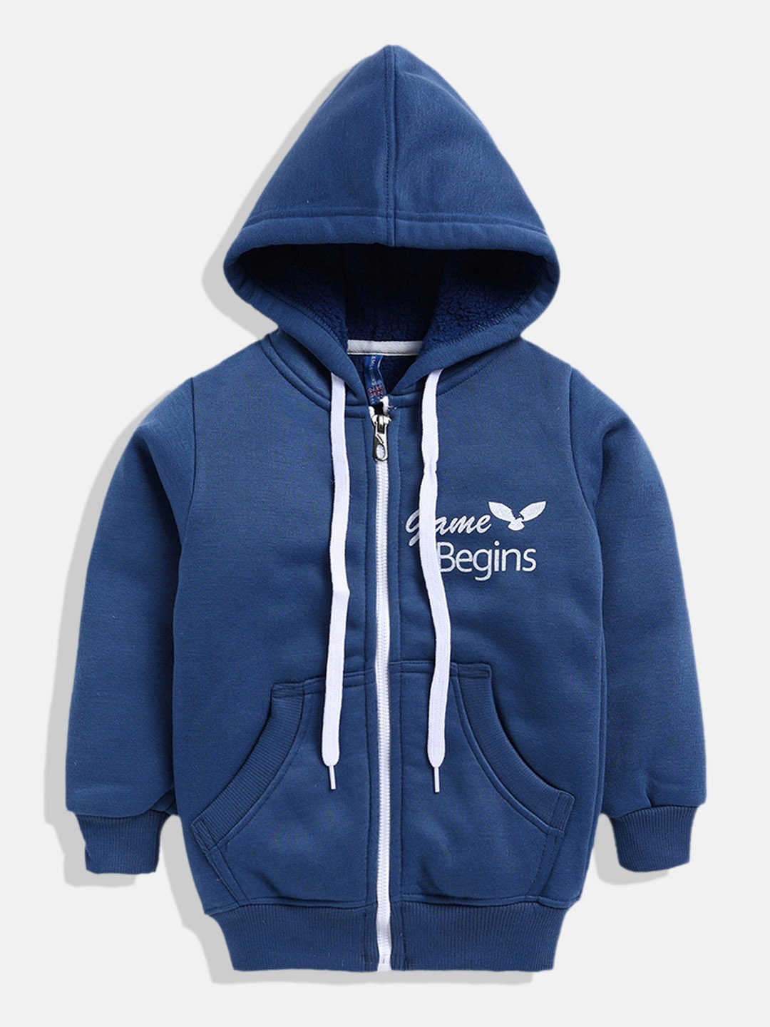 

GAME BEGINS Boys Navy Blue Solid Hooded Cotton Sweatshirt