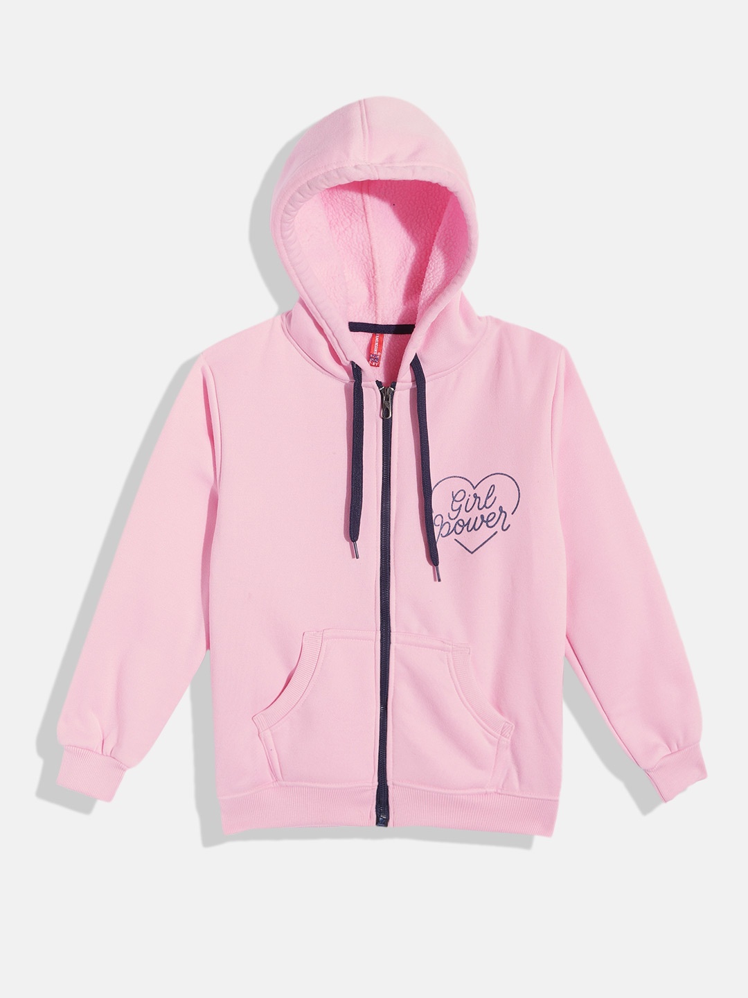 

GAME BEGINS Girls Pink Solid Cotton Hooded Sweatshirt