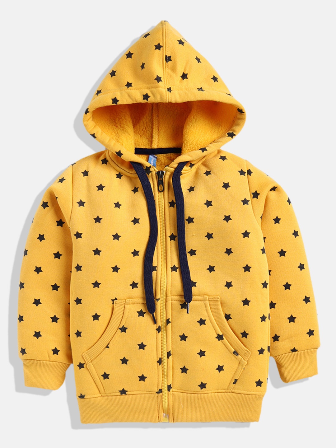 

GAME BEGINS Boys Yellow & Black Printed Hooded Cotton Sweatshirt