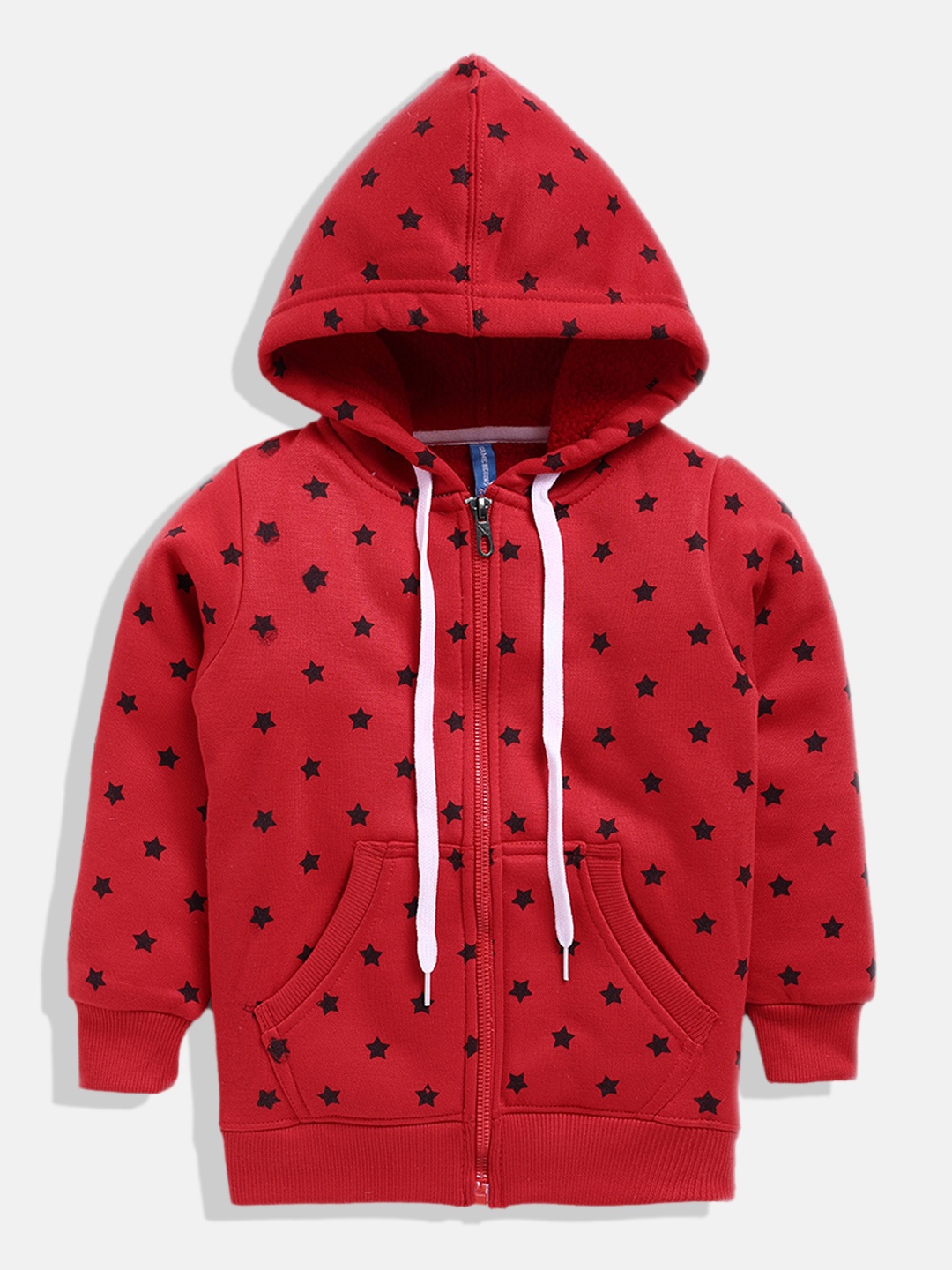 

GAME BEGINS Boys Red & Black Star Print Hooded Cotton Sweatshirt