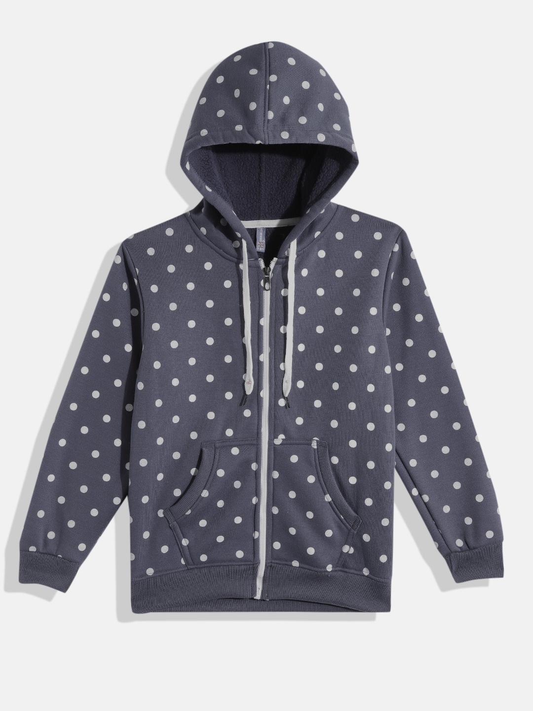 

GAME BEGINS Boys Grey & White Pure Cotton Polka Dot Print Hooded Sweatshirt