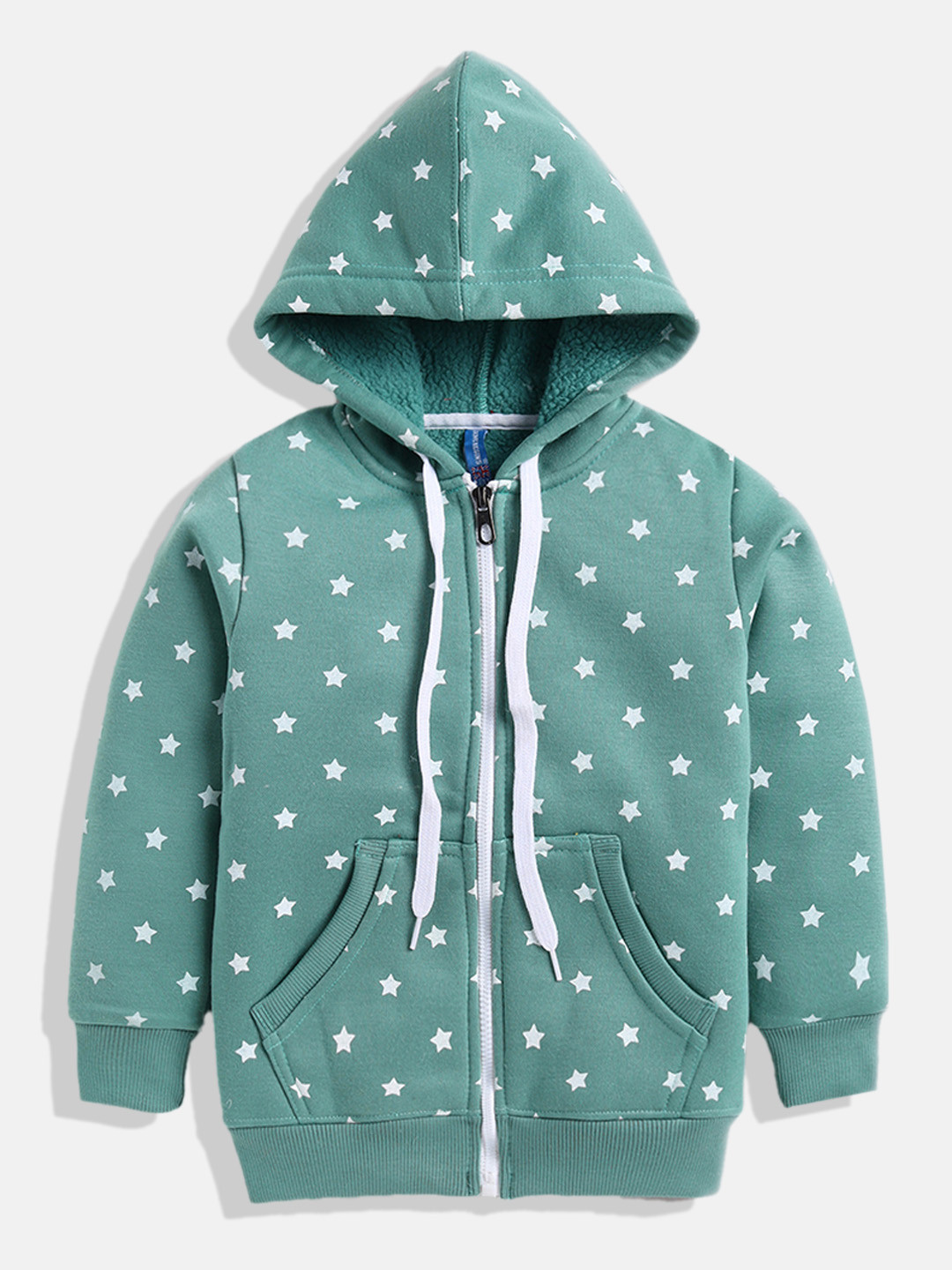 

GAME BEGINS Boys Green Pure Cotton Geometric Print Hooded Sweatshirt