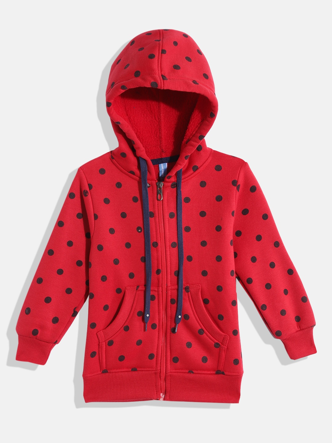 

GAME BEGINS Boys Red & Black Pure Cotton Polka Dot Print Hooded Sweatshirt