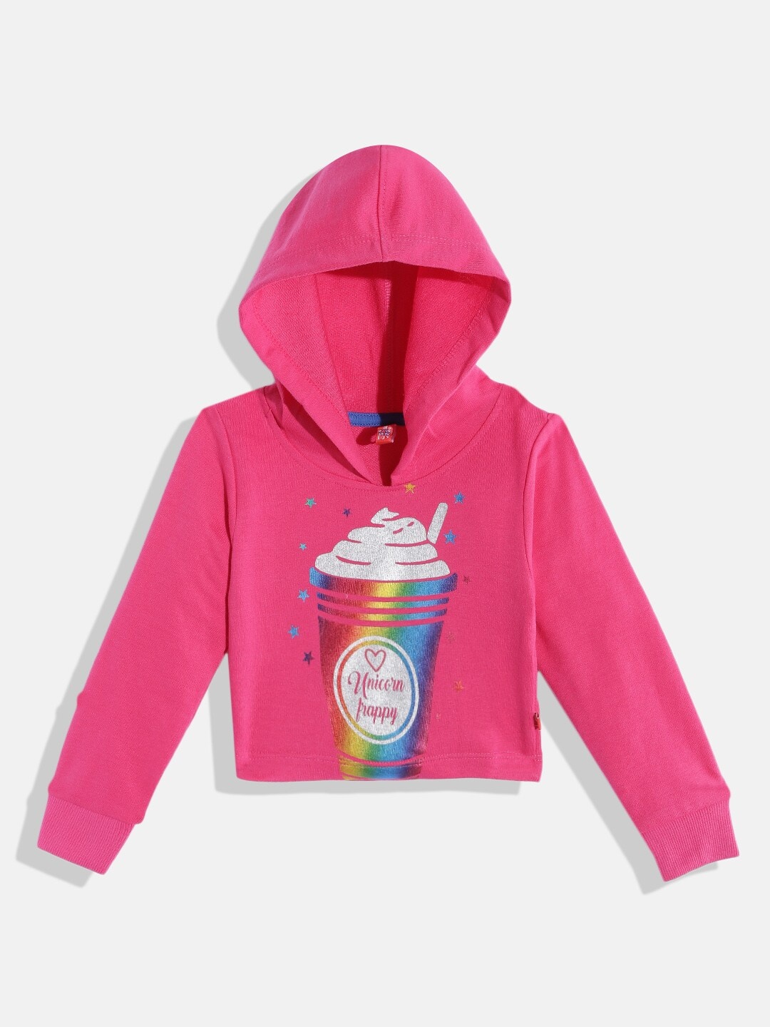 

GAME BEGINS Girls Fuchsia & Silver-Toned Pure Cotton Graphic Printed T-shirt