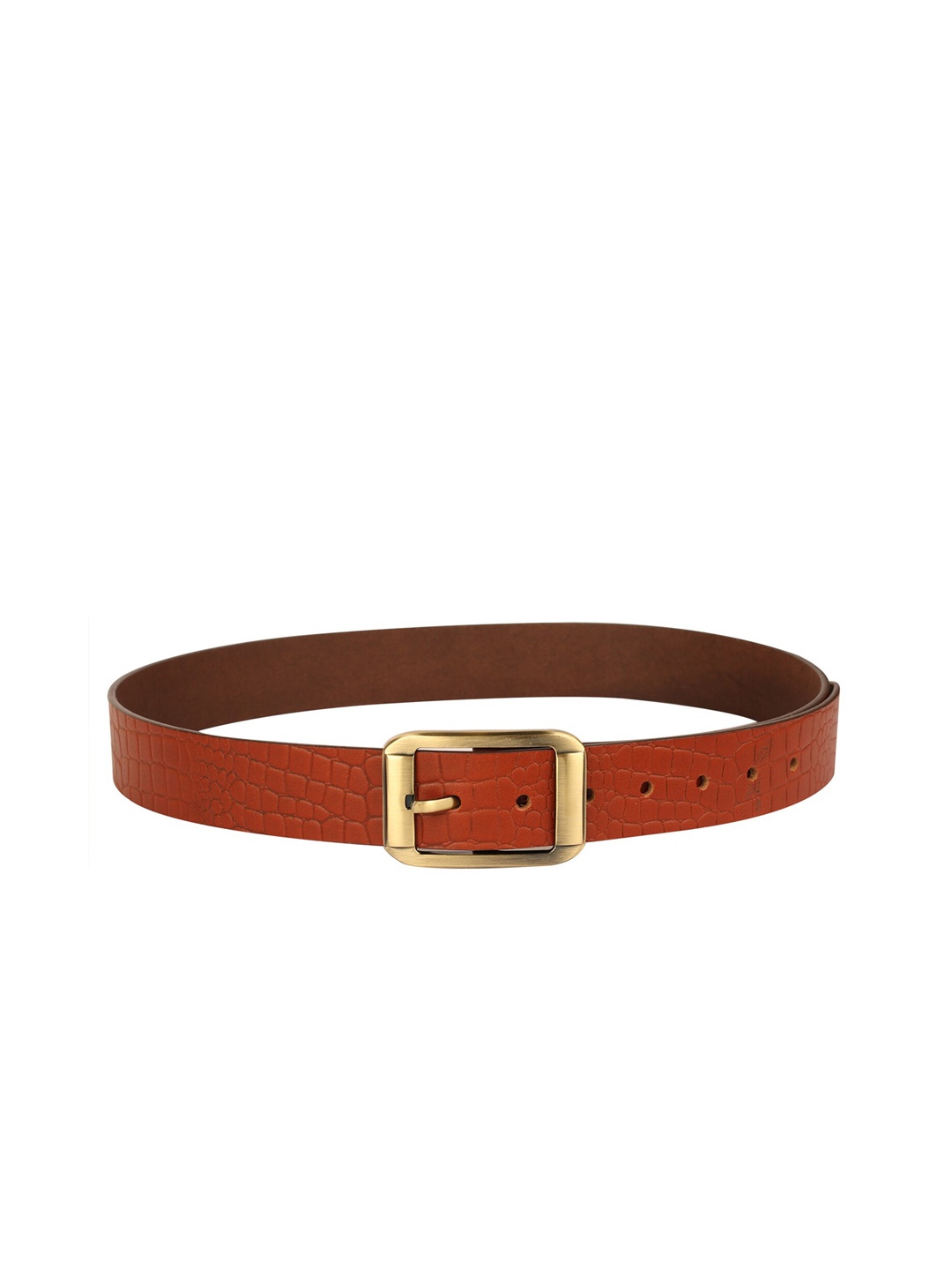 

Calvadoss Women Tan Textured Leather Wide Belt