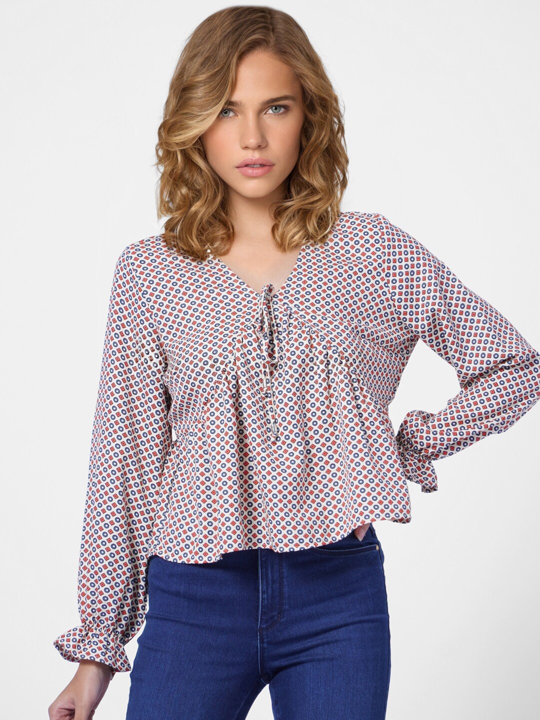 

ONLY Beige Micro Ditsy Print Top