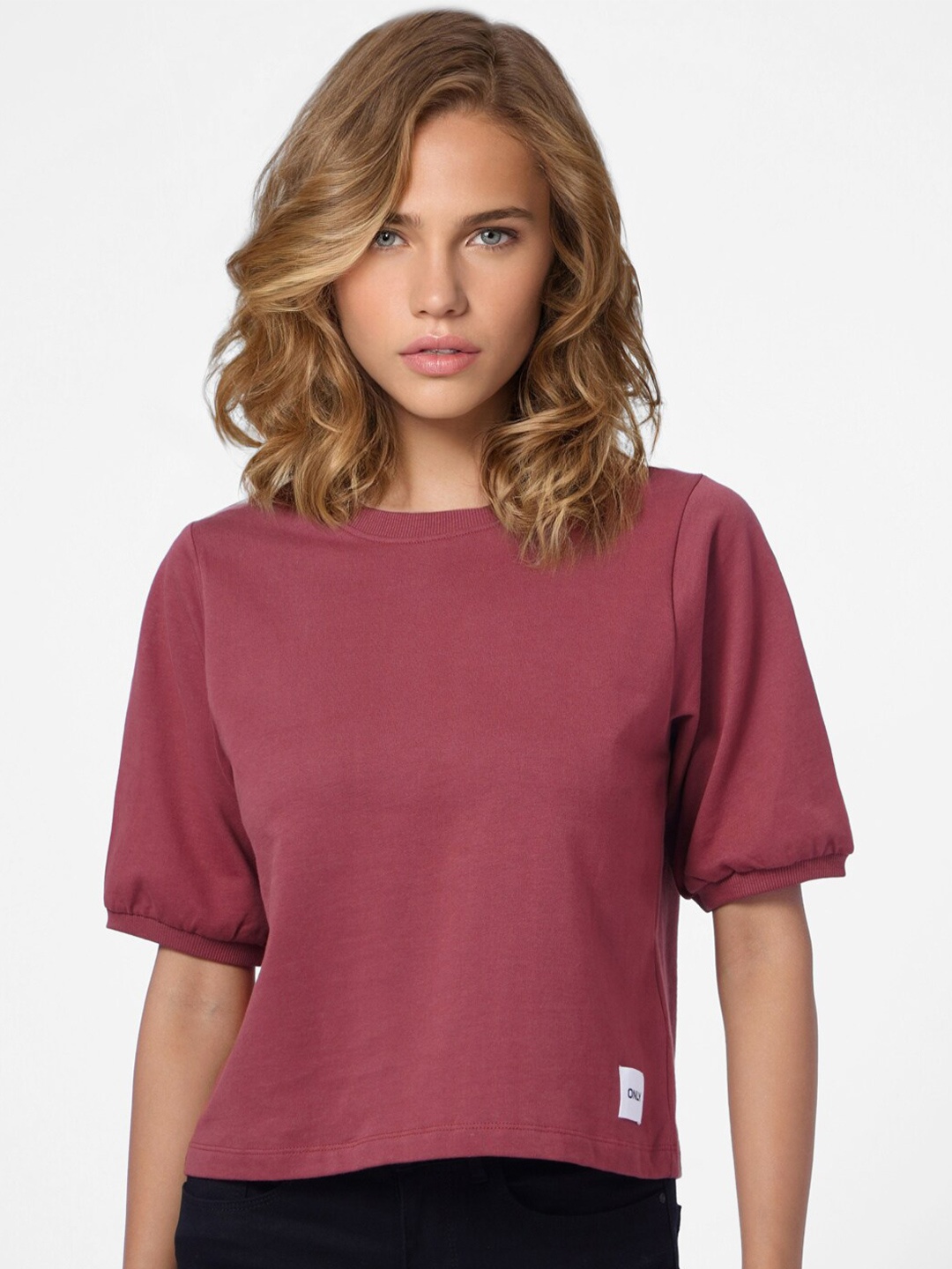 

ONLY Women Maroon Crop Top
