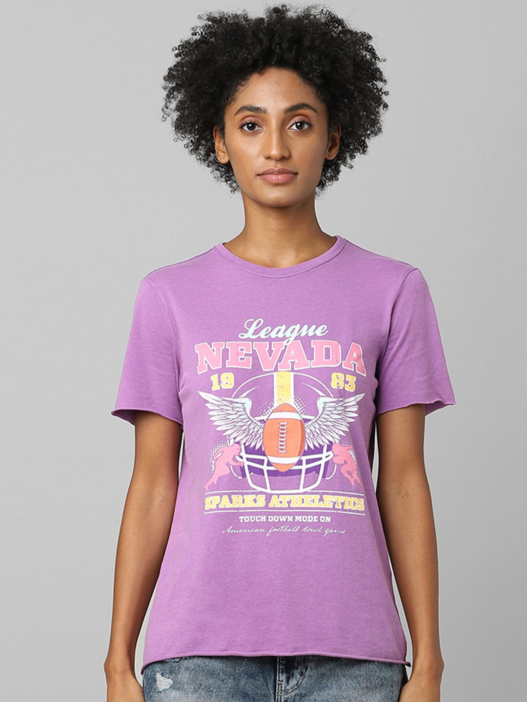 

ONLY Women Purple Typography Printed T-shirt