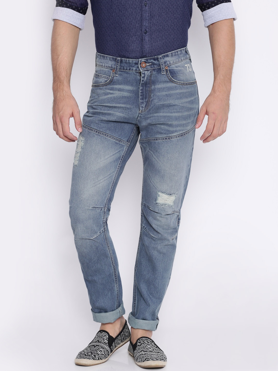 

Pepe Jeans Men Blue Regular Fit Mid-Rise Mildly Distressed Jeans