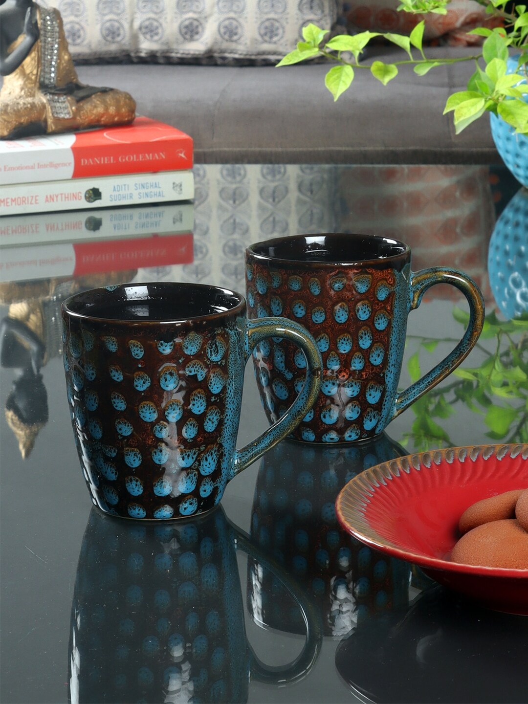 

CDI Blue & Brown Set of 6 Printed Ceramic Glossy Mugs 250 ML Each