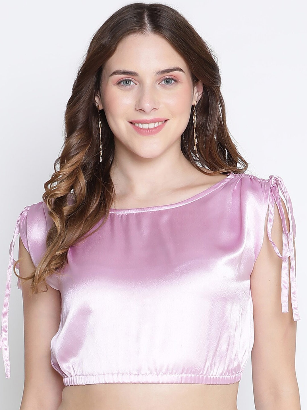 

DRAAX Fashions Pink Blouson Crop Top