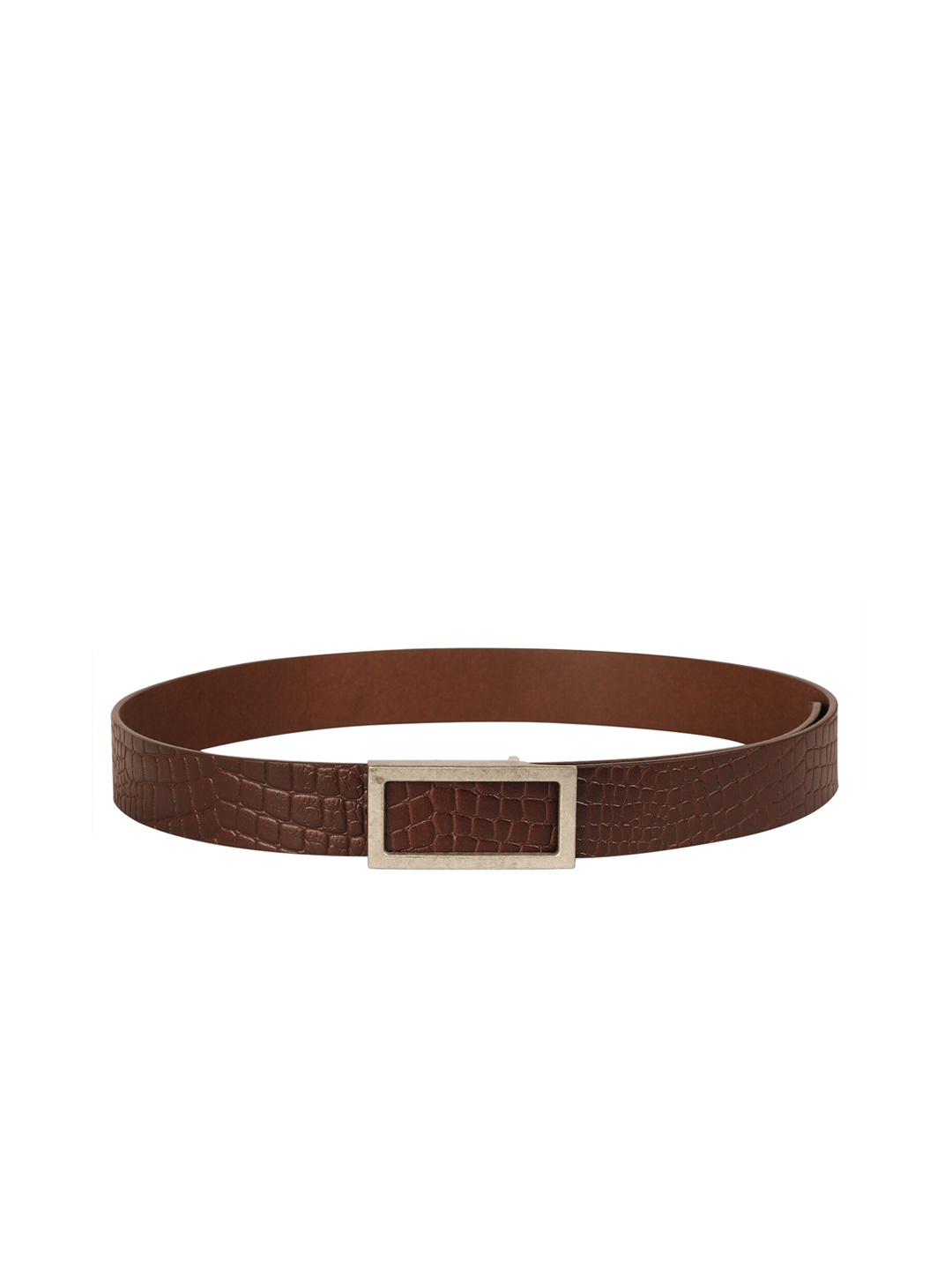 

Calvadoss Men Brown Textured Leather Belt