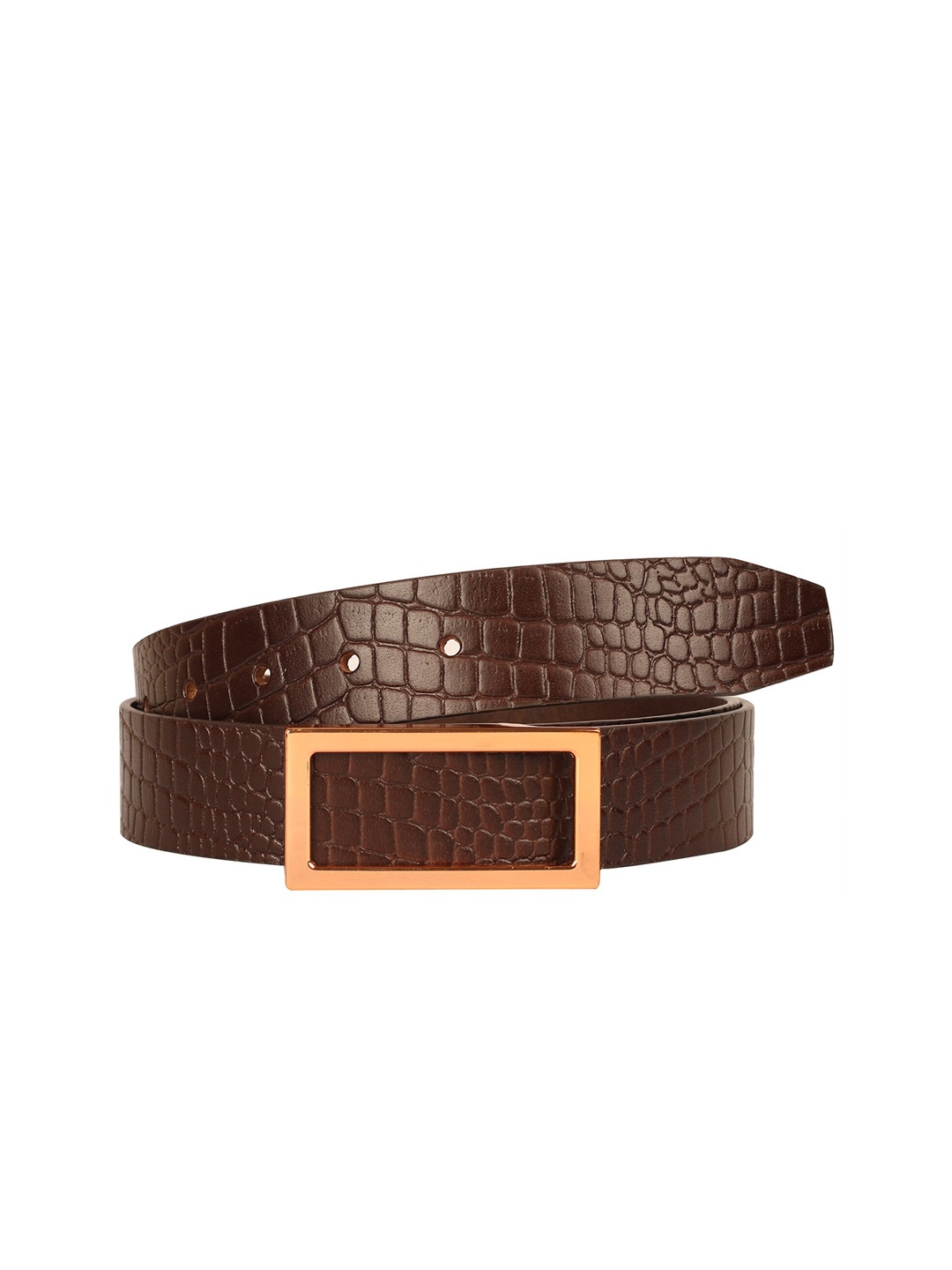 

Calvadoss Men Brown Textured Leather Belt
