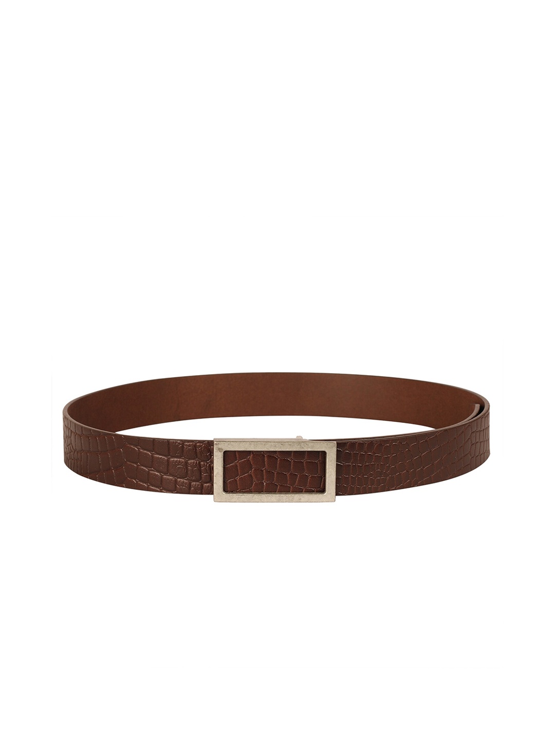 

Calvadoss Women Brown Textured Leather Belt