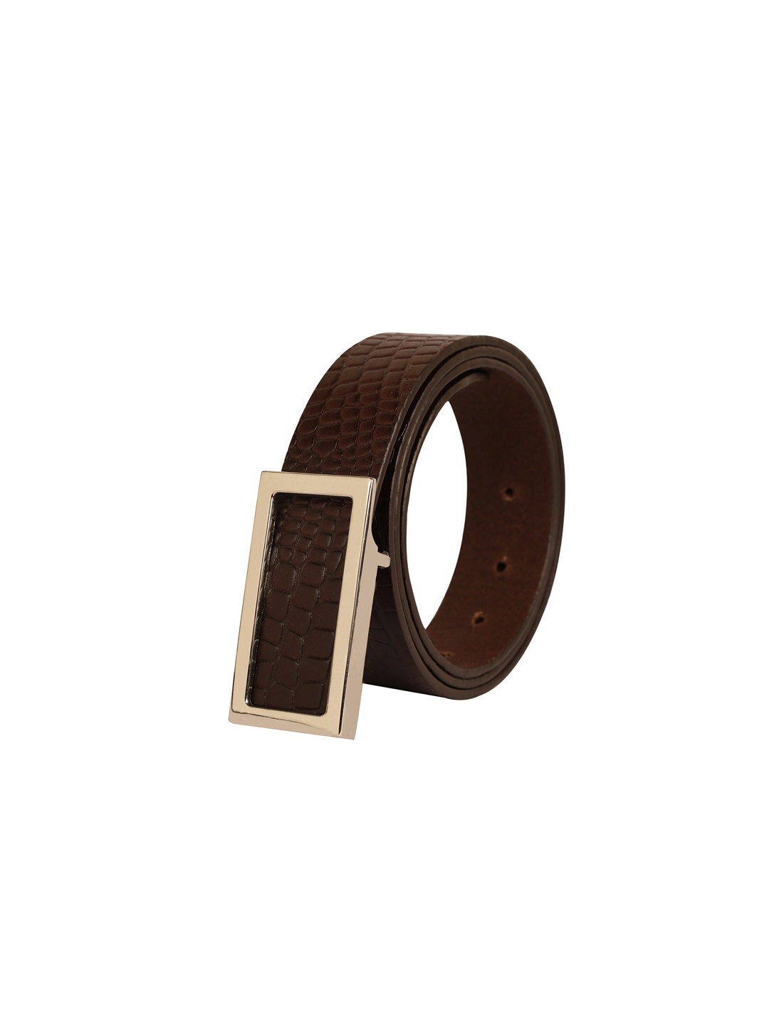 

Calvadoss Women Brown Textured Leather Belt