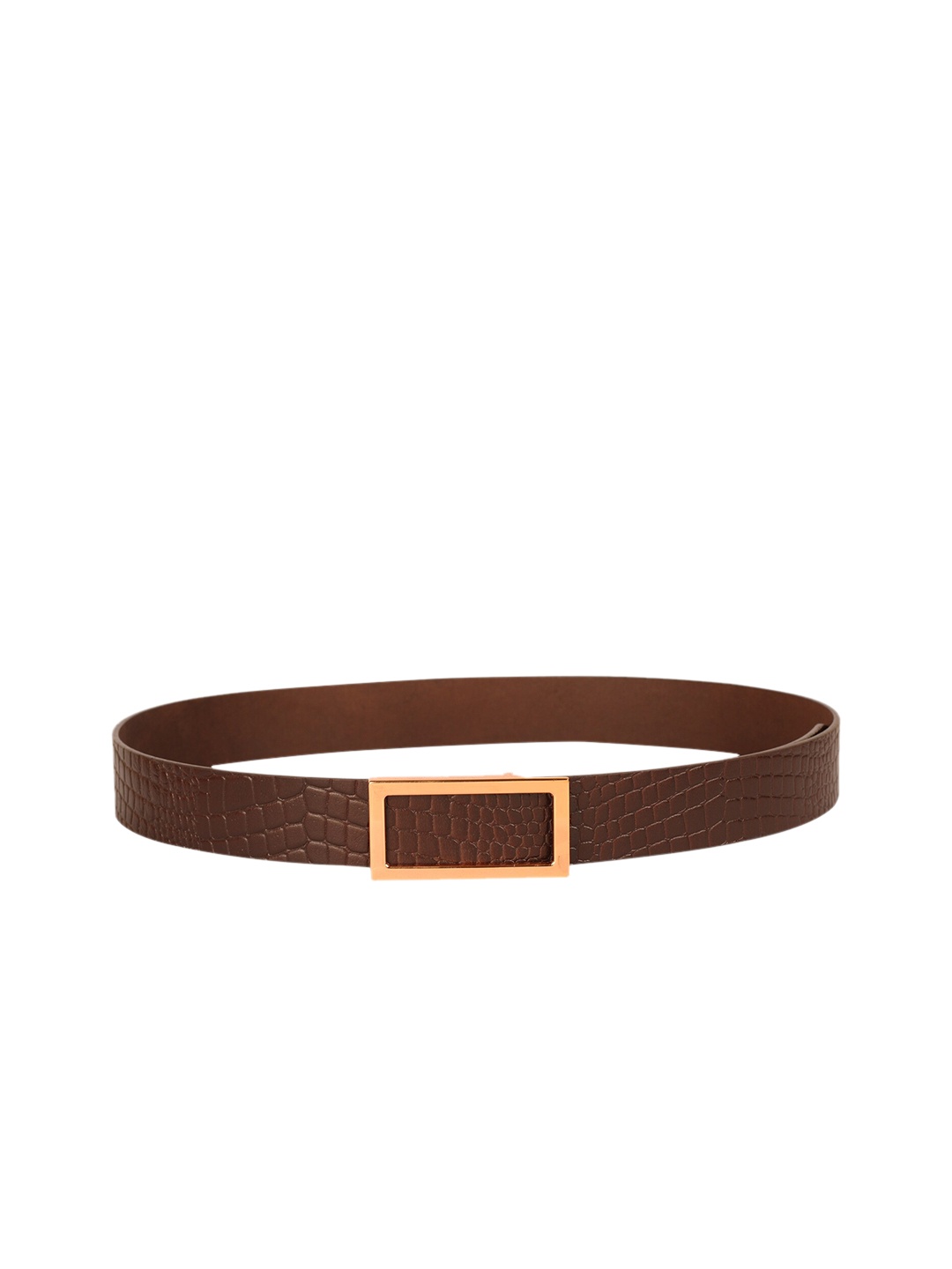 

Calvadoss Women Brown Textured Leather Belt