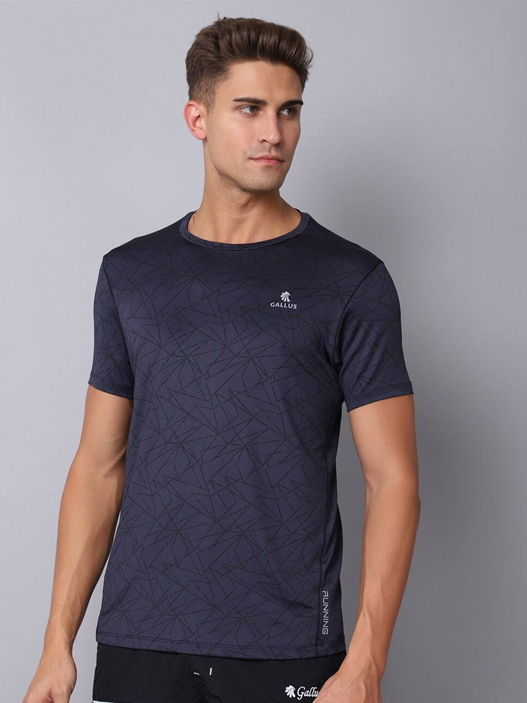 

Gallus Men Navy Blue Printed Slim Fit T-shirt