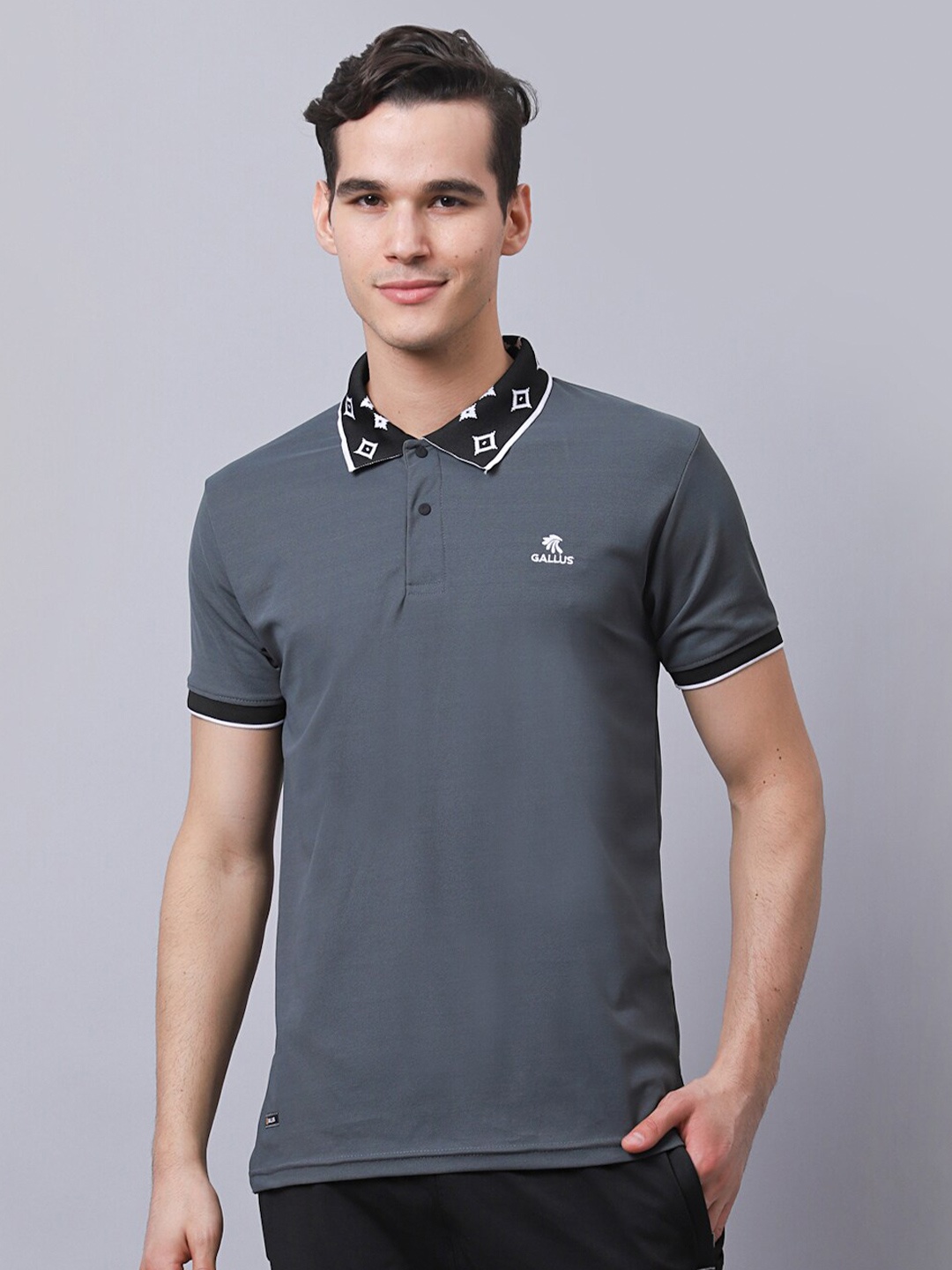 

Gallus Polo Collar Dri-FIT Slim Fit T-shirt, Grey melange