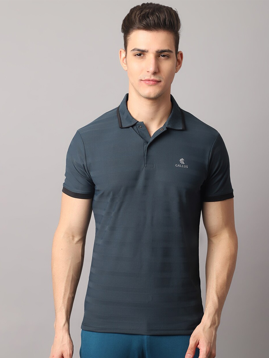 

Gallus Polo Collar Dri-FIT Slim Fit T-shirt, Grey melange