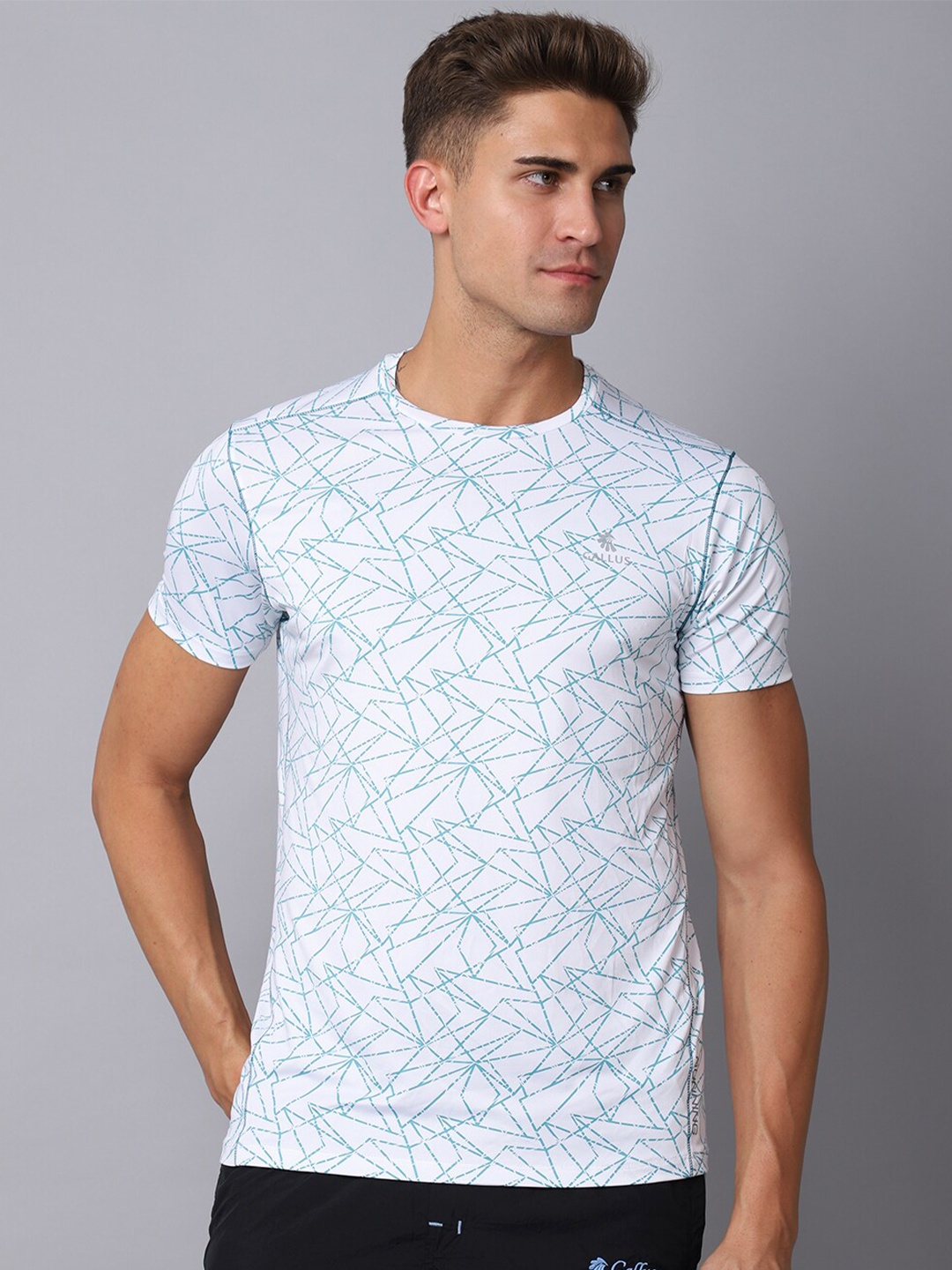 

Gallus Men White Printed Dri-FIT Slim Fit T-shirt