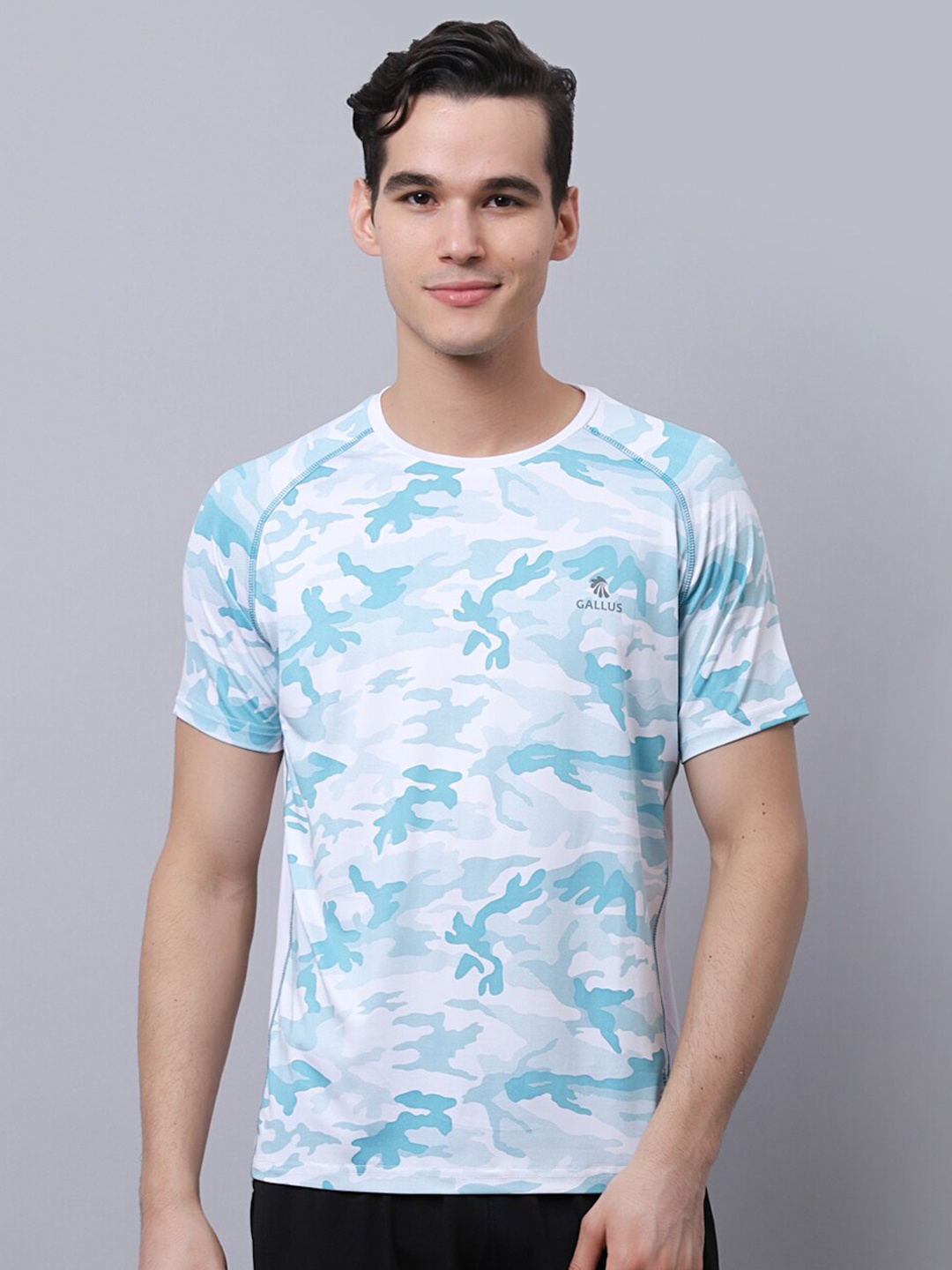 

Gallus Men White Printed Dri-FIT Slim Fit T-shirt