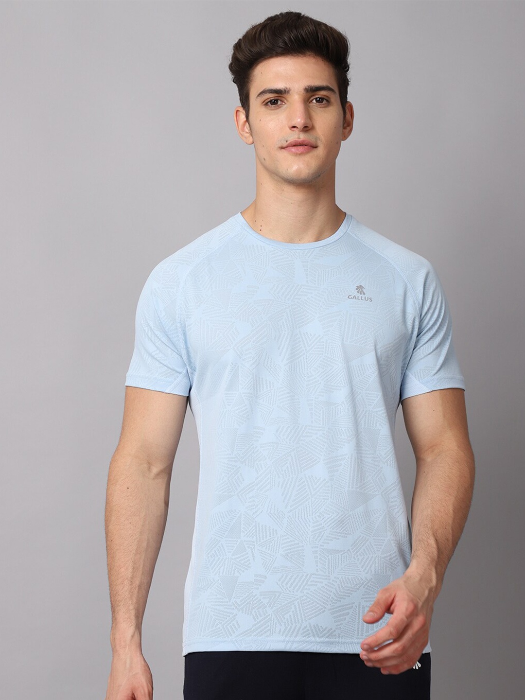 

Gallus Men Blue Dri-FIT Slim Fit T-shirt