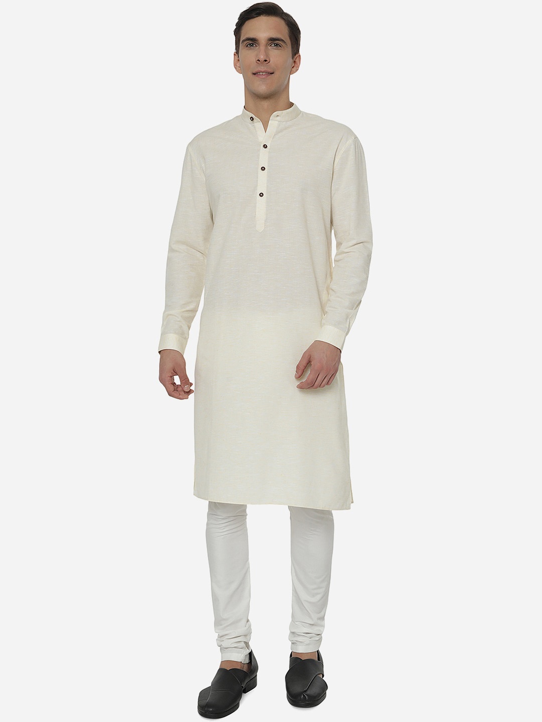 

Modi Kurta Men Yellow Pure Cotton Self-Textured Modi Kurta
