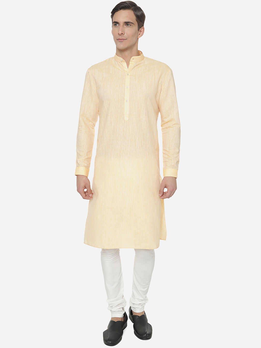 

Modi Kurta Men Pure Cotton Peach-Coloured Self Design Kurta