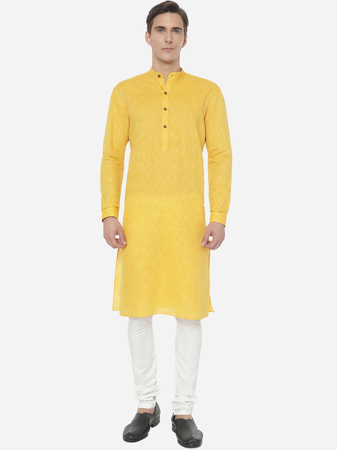 

Modi Kurta Men Solid Cotton Kurta, Yellow