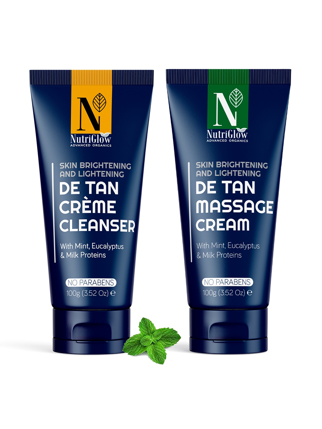 

NutriGlow Advanced Organics 2-Pack Sustainable De Tan Massage Cream & Cleanser,100g Each, Multi