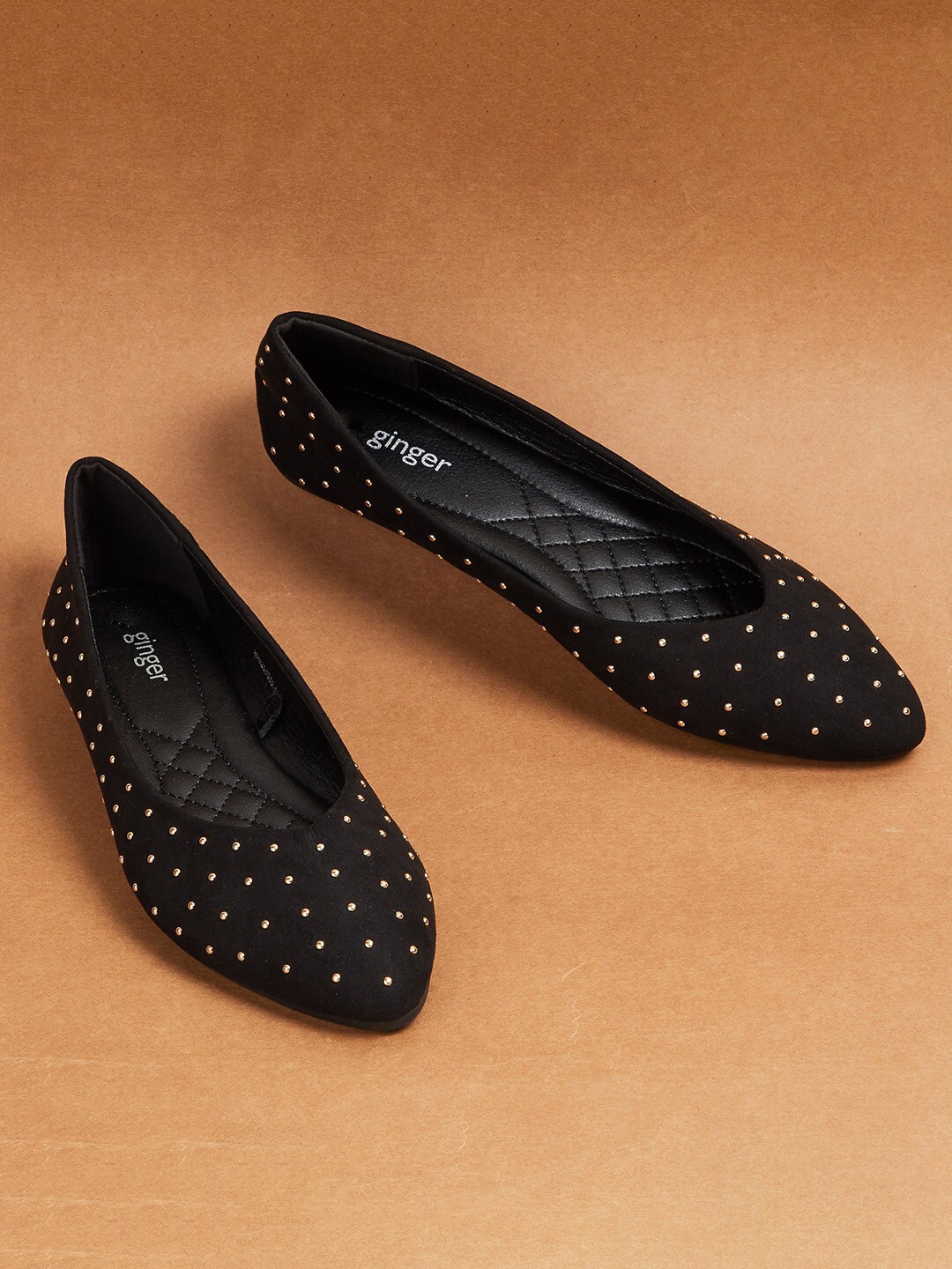 

Ginger by Lifestyle Women Black Embellished Laser Cuts Flats