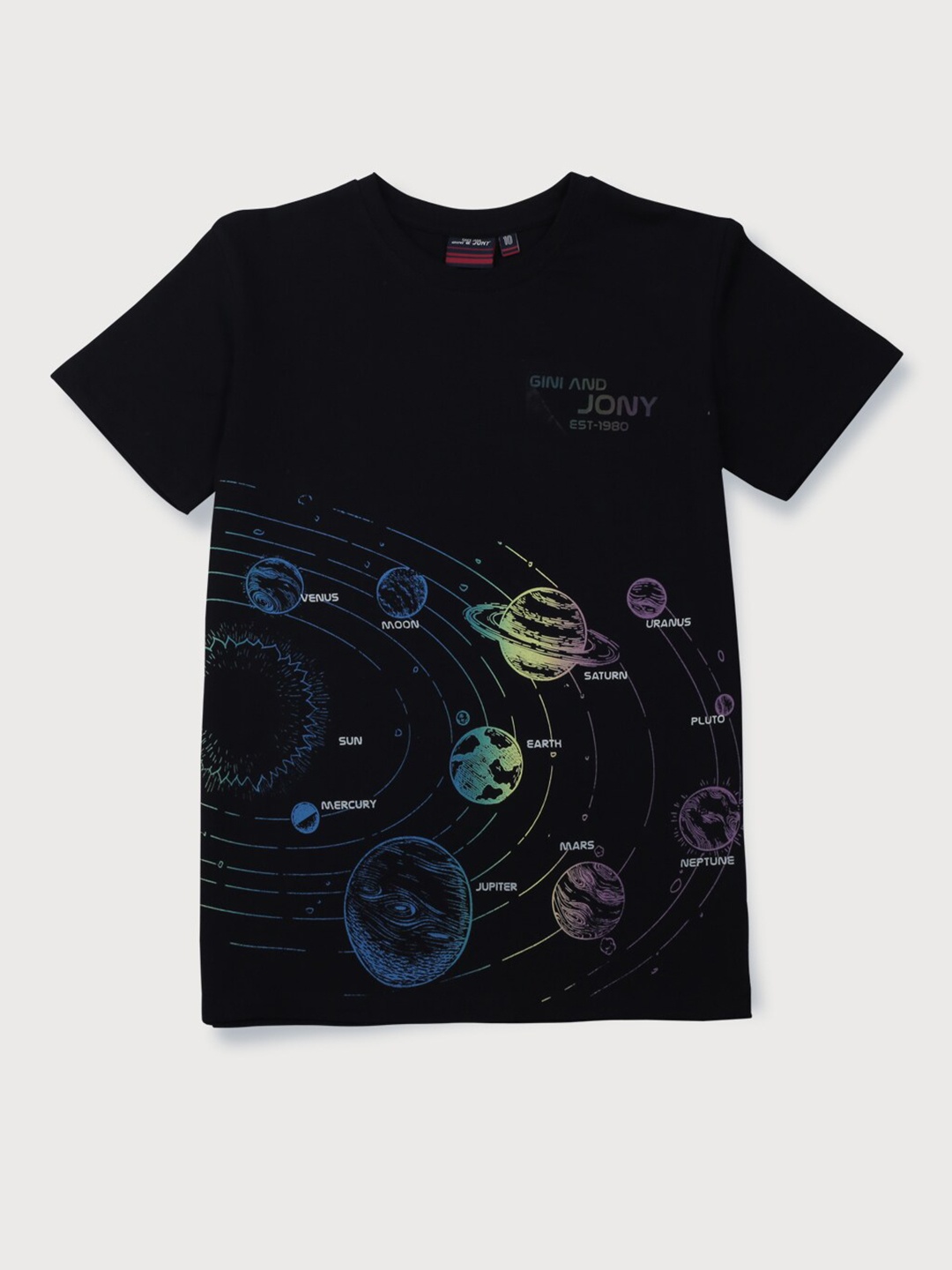 

Gini and Jony Boys Black Printed T-shirt