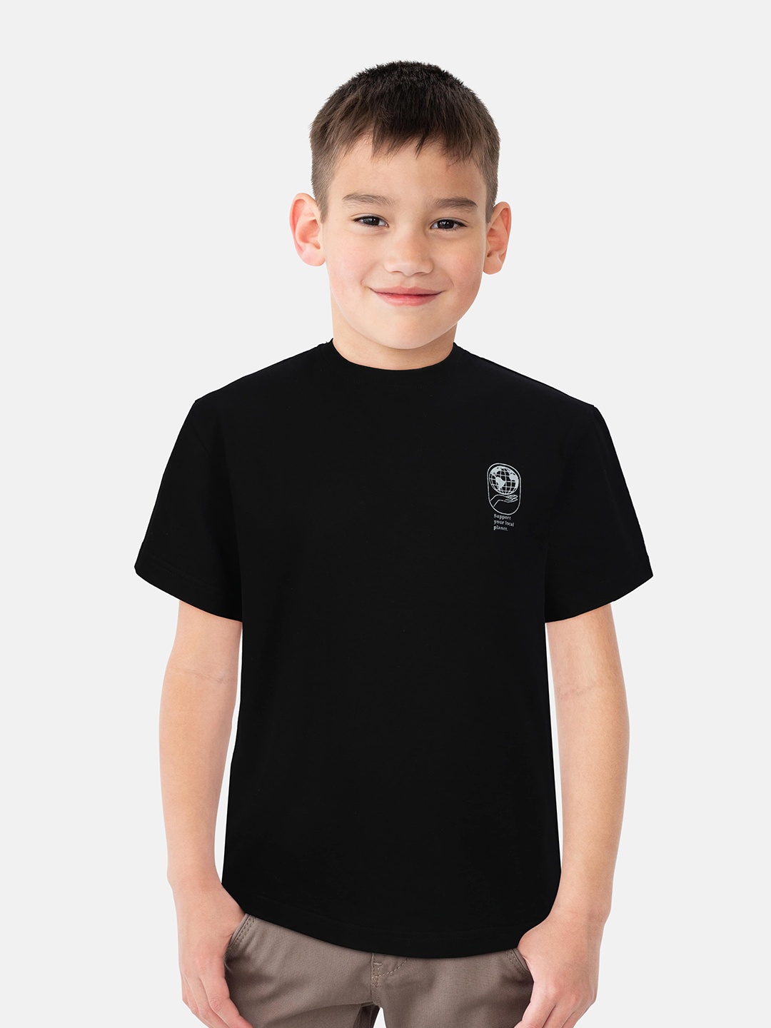 

Gini and Jony Boys Black Half Sleeves T-shirt