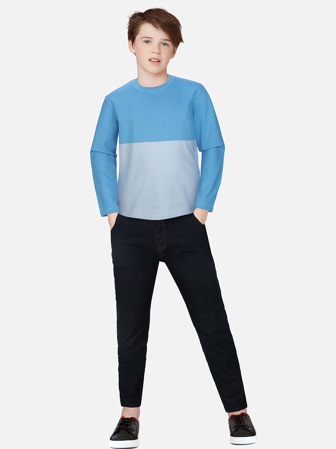 

Gini and Jony Boys Blue Colourblocked T-shirt
