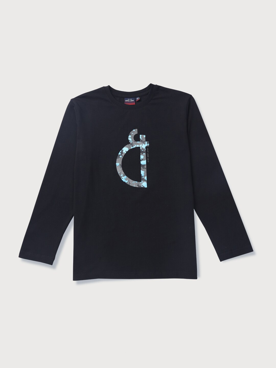 

Gini and Jony Boys Black Printed T-shirt