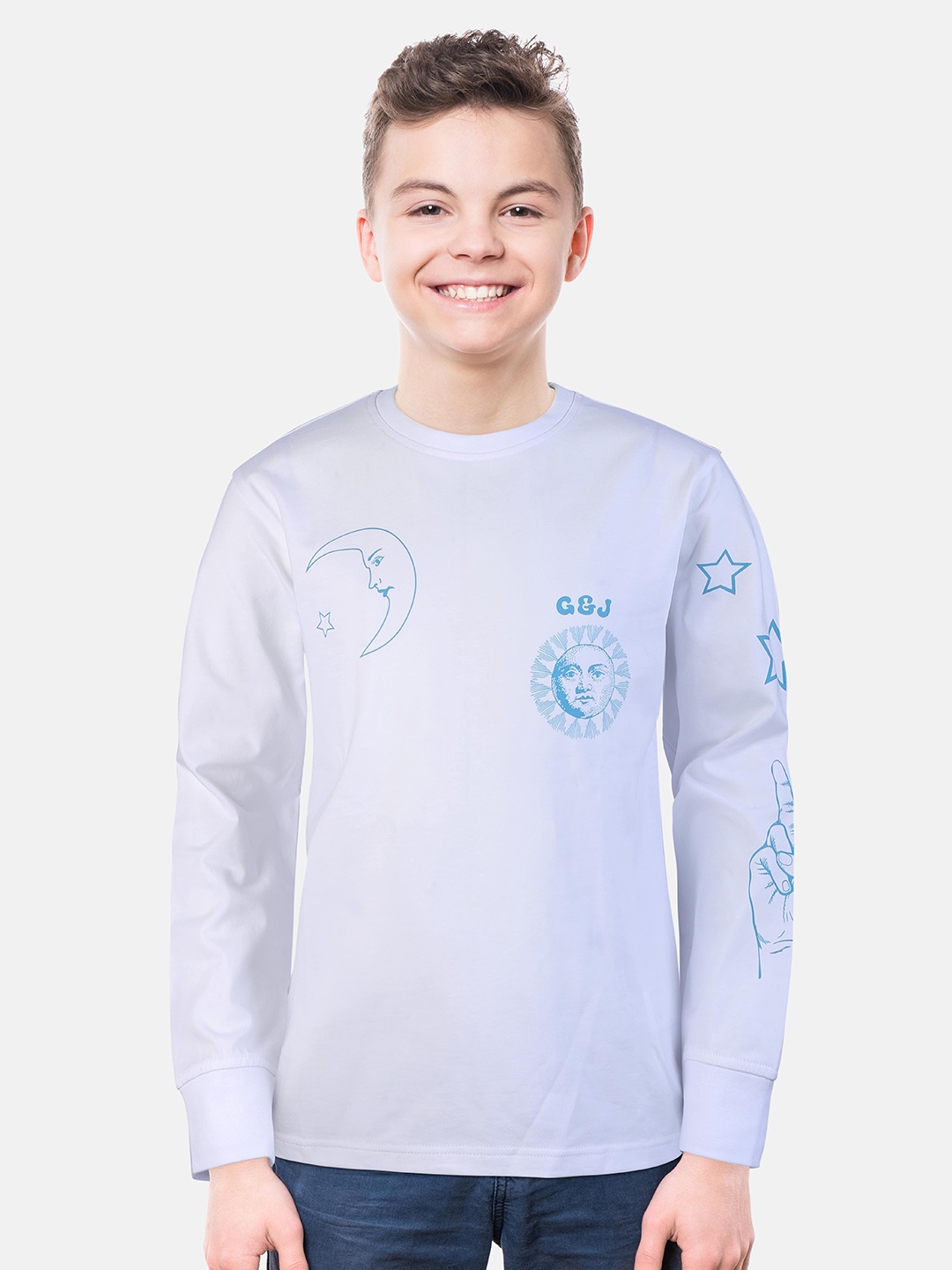 

Gini and Jony Boys White Typography Cotton T-shirt