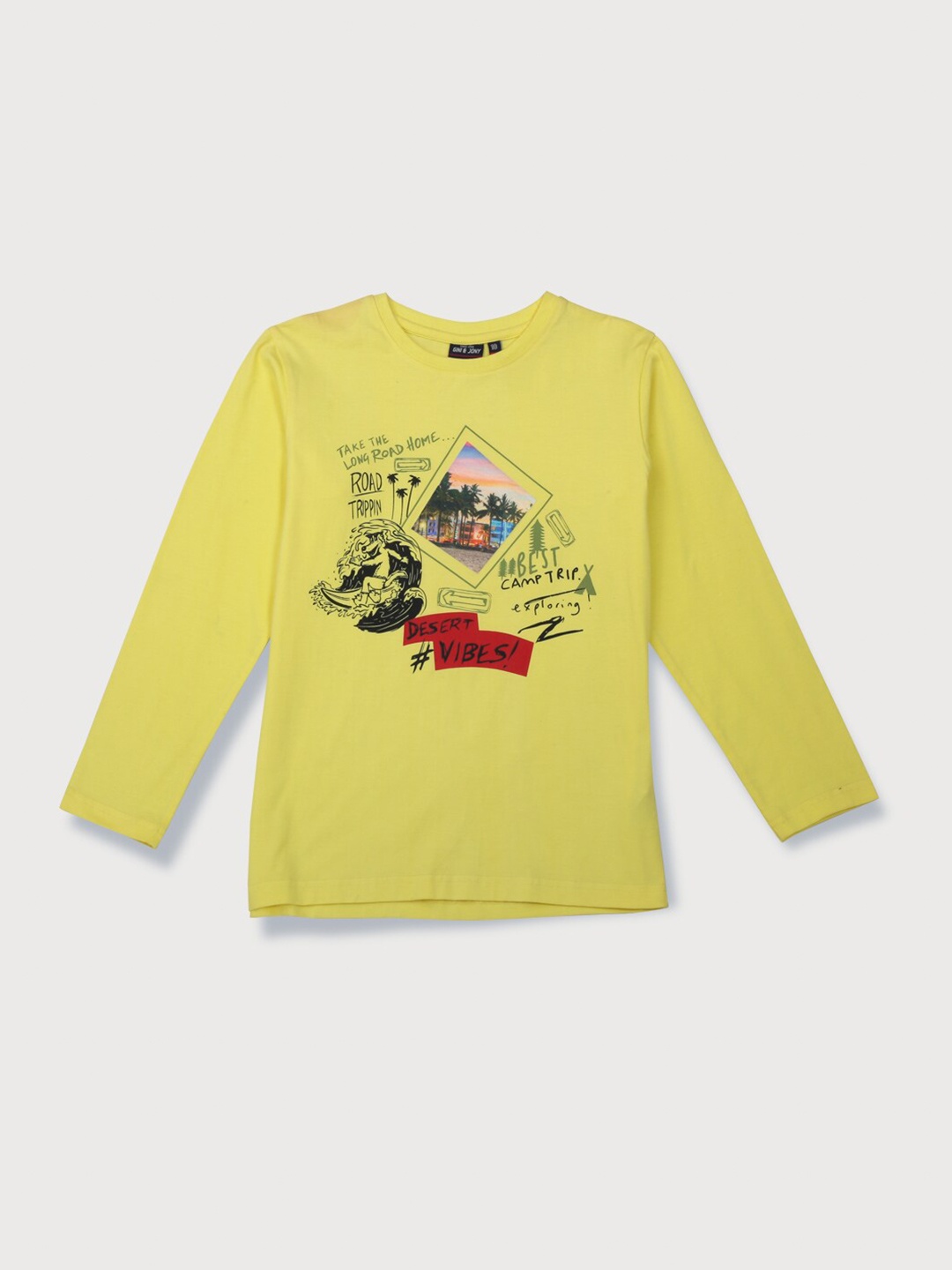 

Gini and Jony Boys Yellow Printed Full Sleeves T-shirt