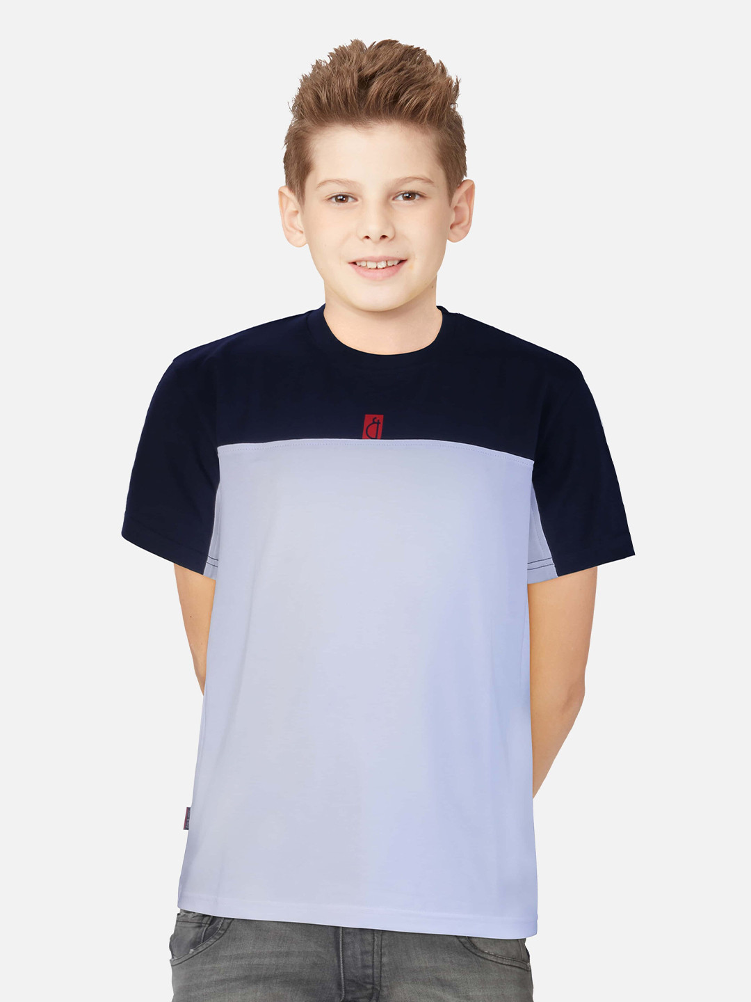 

Gini and Jony Boys Blue Colourblocked T-shirt