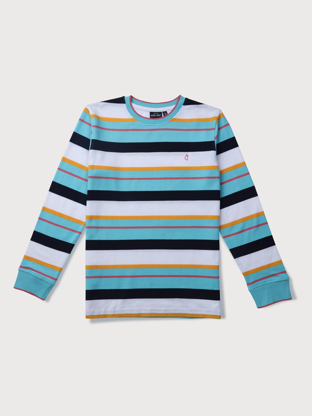 

Gini and Jony Boys Blue Striped Cotton T-shirt