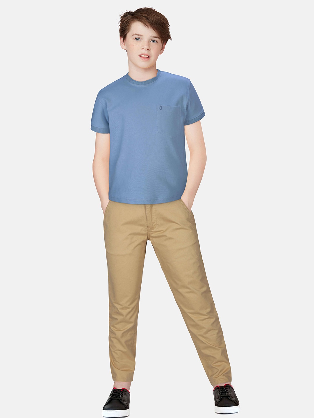 

Gini and Jony Boys Blue Solid Cotton T-shirt