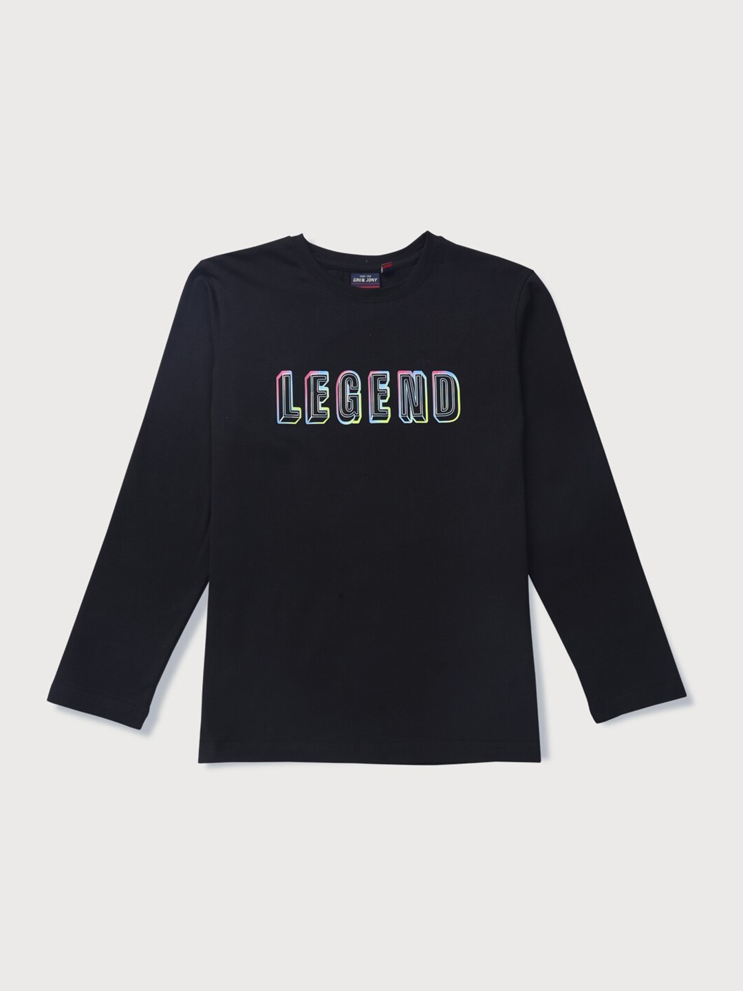 

Gini and Jony Boys Black Typography Printed T-shirt