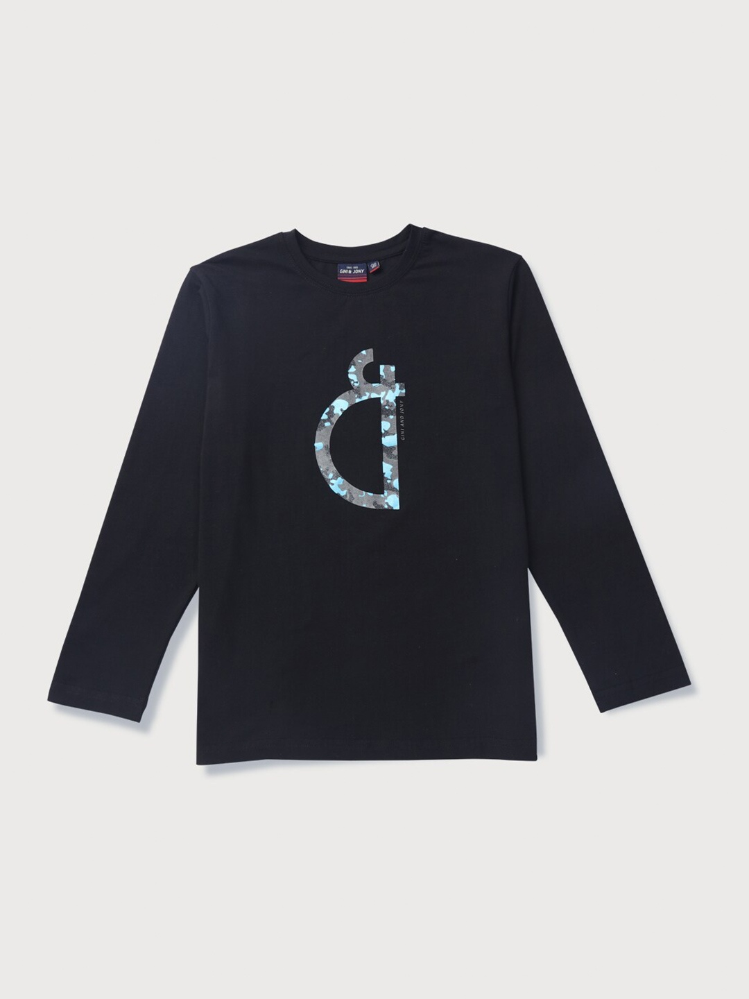 

Gini and Jony Boys Black Printed T-shirt