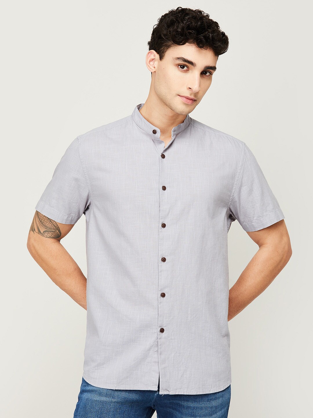 

Melange by Lifestyle Men Grey Casual Shirt